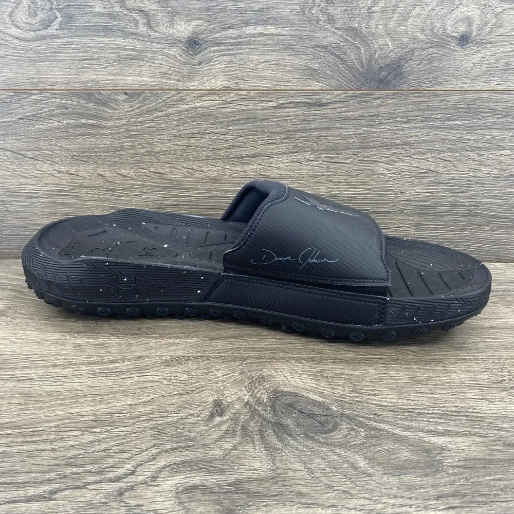 Under Armour Project Rock Slides Mens Size 14 Black Brahma Bull 3026034-001